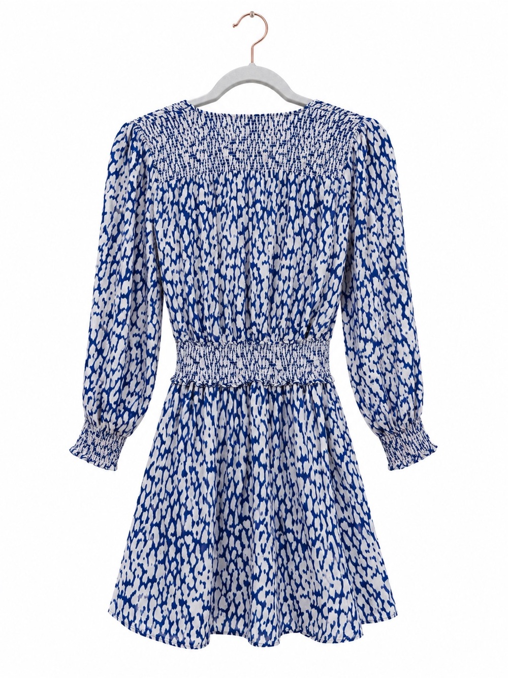 Rails Zana Cobalt Static Leopard Smocked Mini Dress XS $